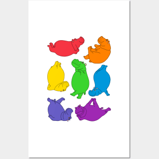 Hippo Workout - bright rainbow Posters and Art